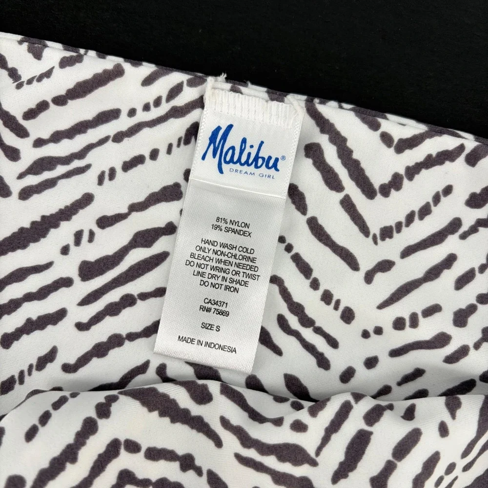 Malibu Dream‎ Girl Bikini Bottom SMALL Grey White Reversible Chevron Abstract